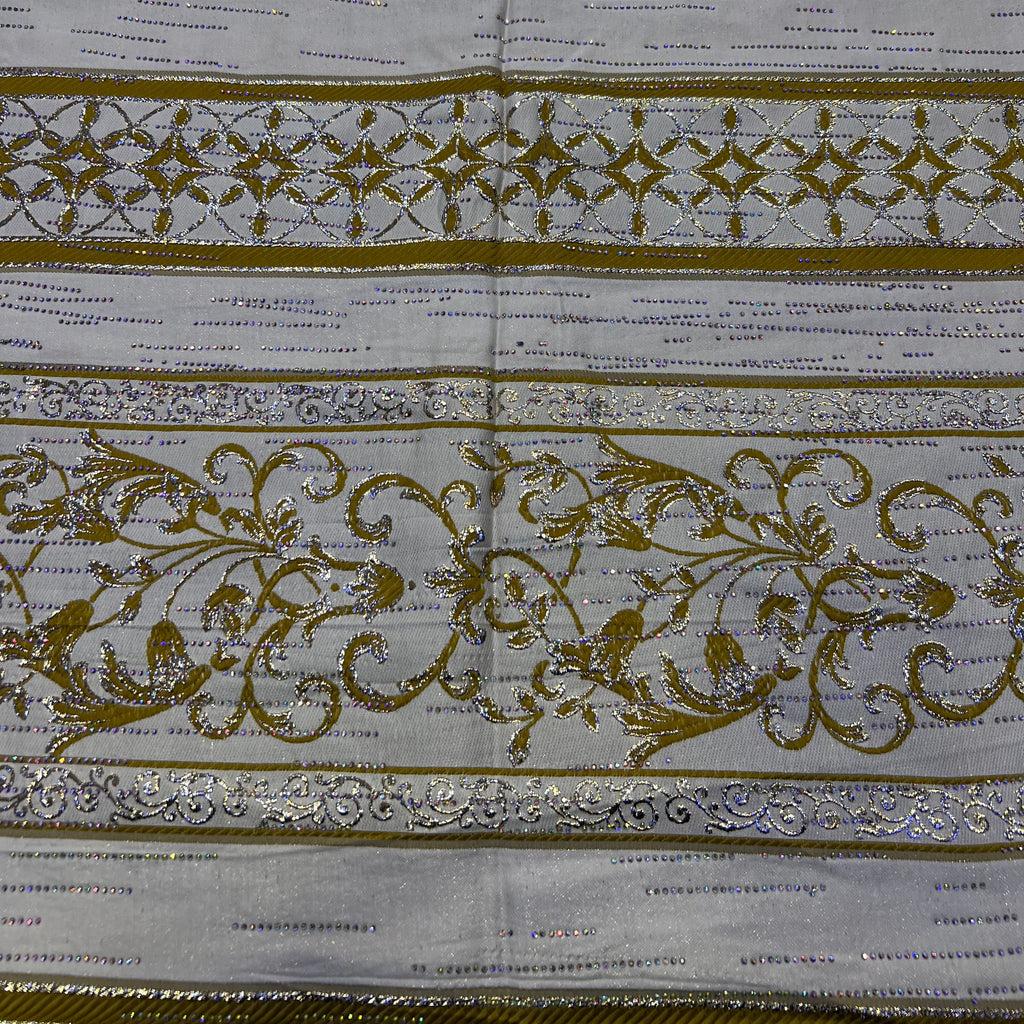 Tissu brocart moutarde moderne idéal pour caftan. Livraison partout au Maroc.
