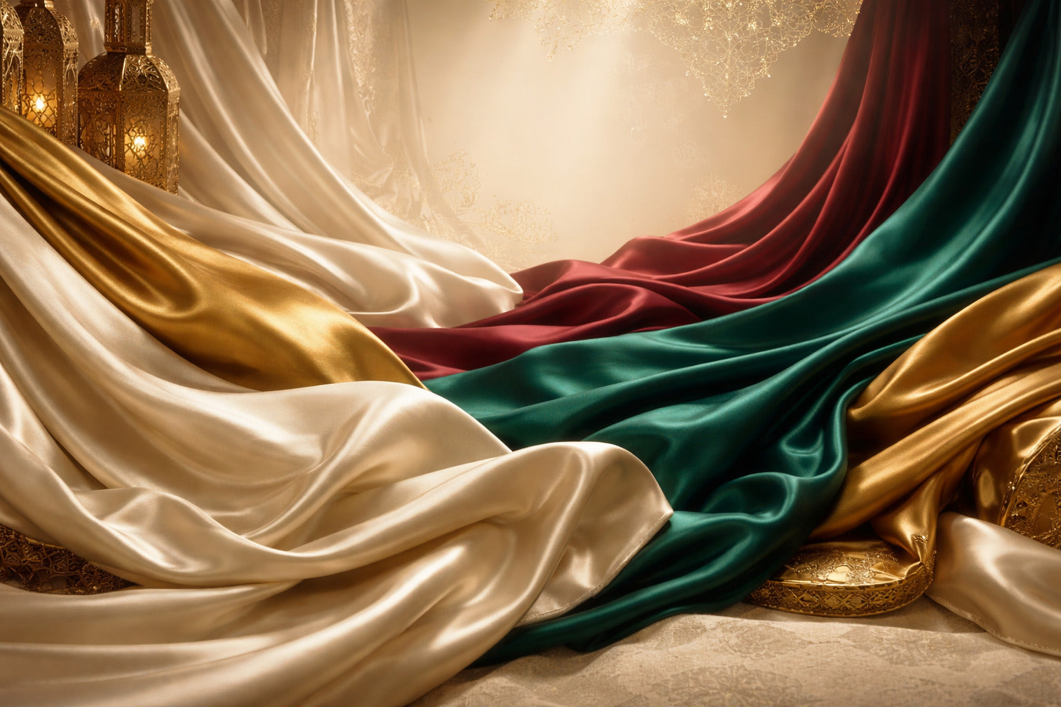 Tissus satin luxe au Maroc avec couleurs élégantes pour couture et habillement