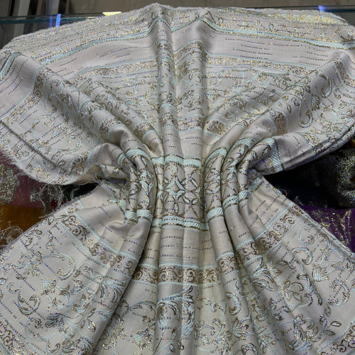 tissu brocart blanc cassé maroc caftan mariage luxe