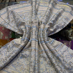 tissu brocart bleu ciel maroc pour caftan et robe élégante