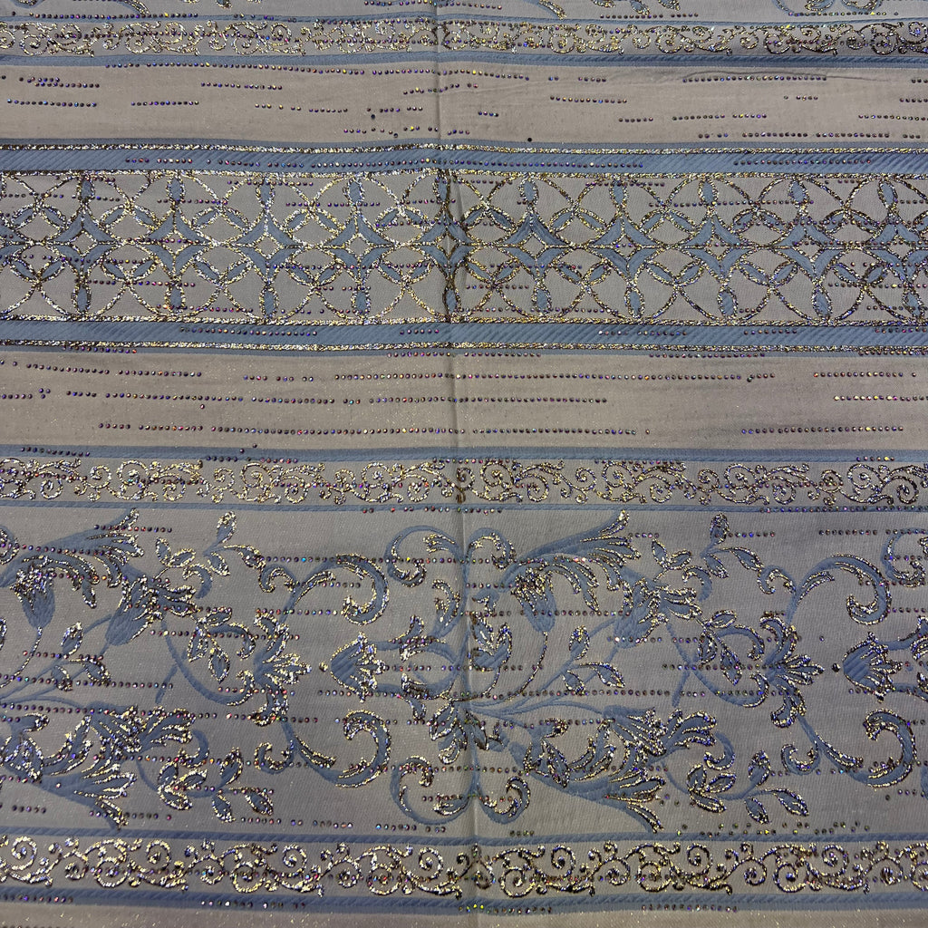 tissu brocart bleu ciel maroc pour caftan et robe élégante