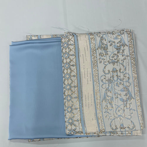 tissu brocart bleu ciel maroc pour caftan et robe élégante