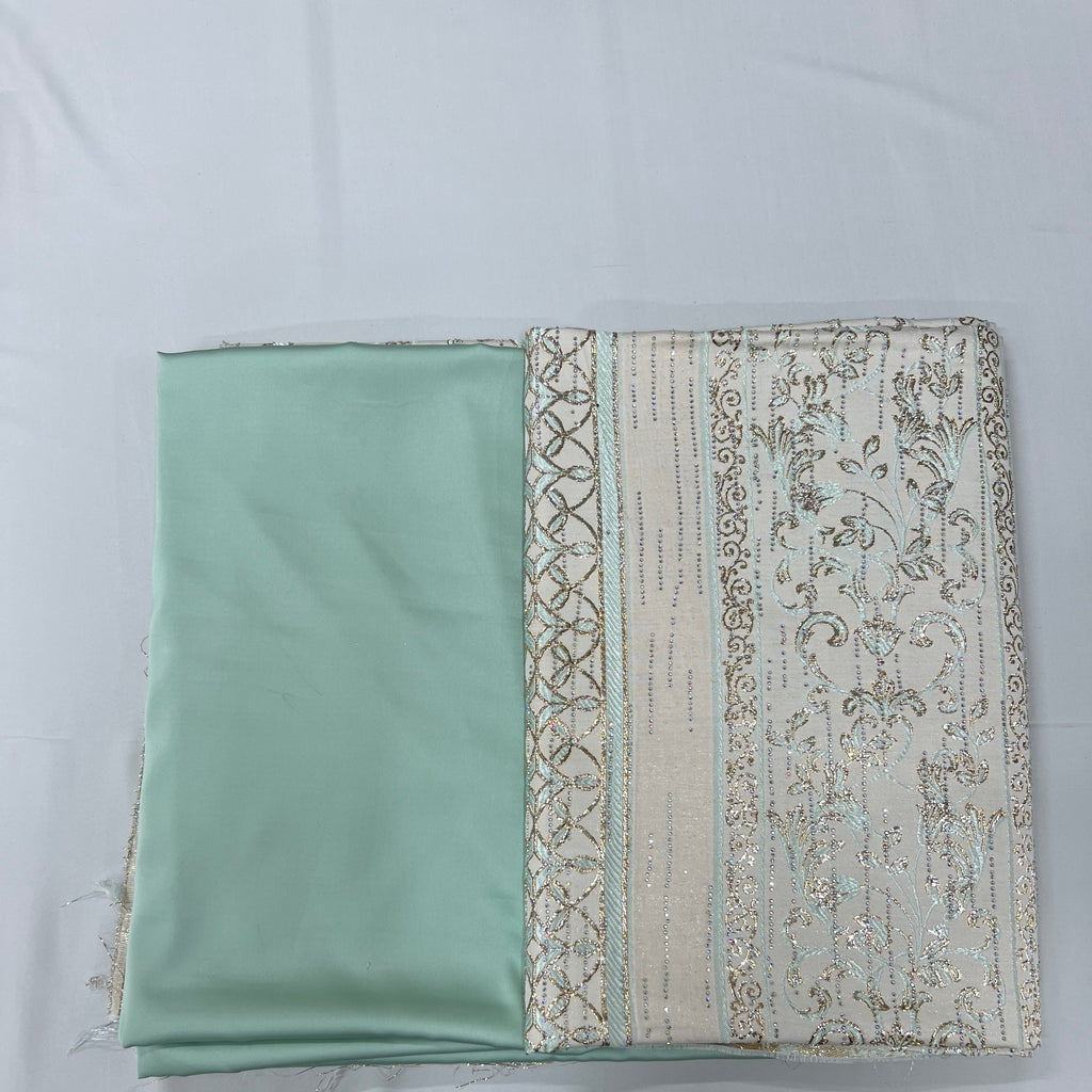tissu brocart vert pastel luxe maroc caftan